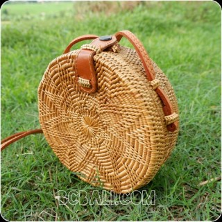 small circle star design handbag rattan grass hand woven handmade